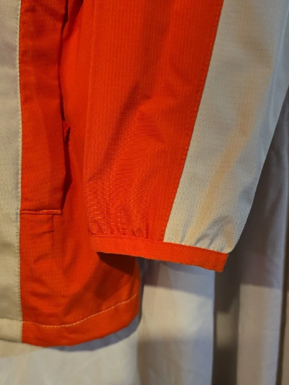 Boy's Lands' End Orange and Cream Hooded Kids' Rain Jacket